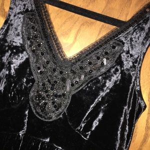 Express Black Velvet Beaded Tank Size XS